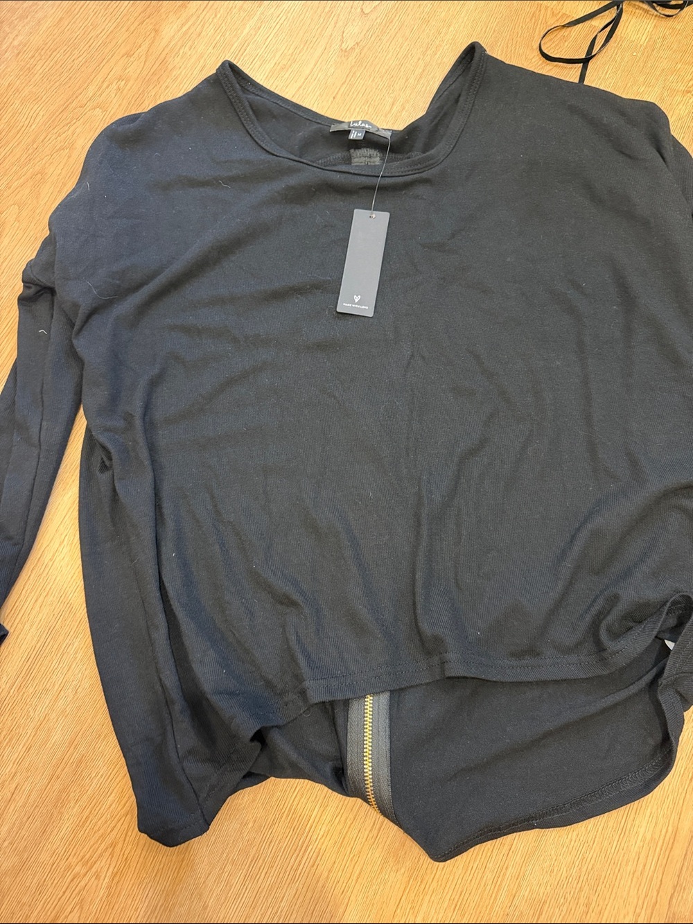 Lulu's Black Crewneck Long Sleeve Top
